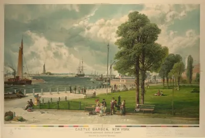 Castle Garden New York Showing Bartholdis Statue Of Liberty