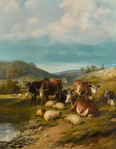Cattle And Sheep At A Watering Place 2