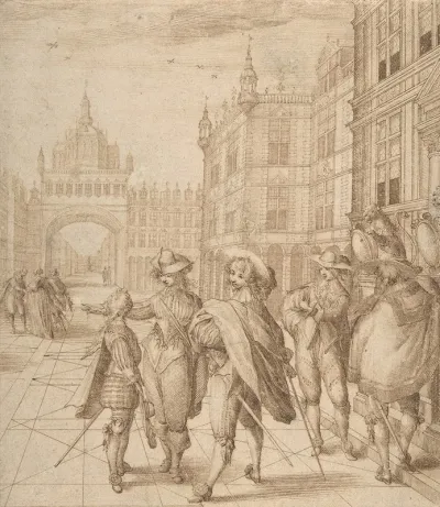 Cavaliers In A City Square
