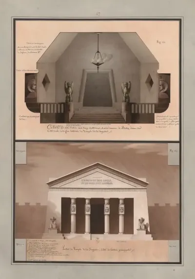 Ce Porche Ou Vestibule Qui Sert Dentree Aux Lieux Souterreins Et A La Demeure De Pluton Donne Sur Le Cote Droit De La Face Laterale Du Temple De La Sagesse