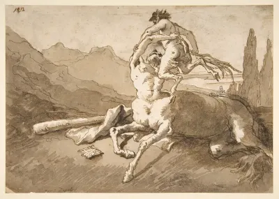 Centaur Holding Up A Youthful Satyr