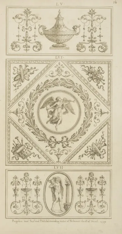 Central Design Of Garland With Angel Blowing Trumpets