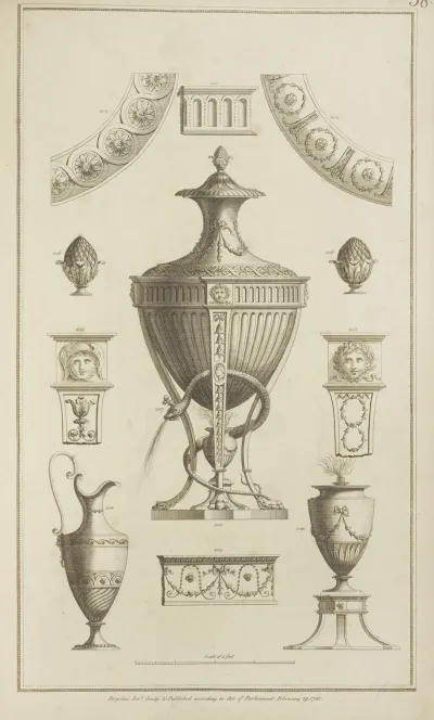 Central Design Of Urn With Snake Curled Around Base