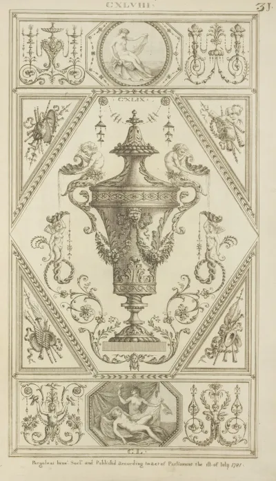 Central Design Of Urn With Two Mermen On Lid Pouring Water From Shells