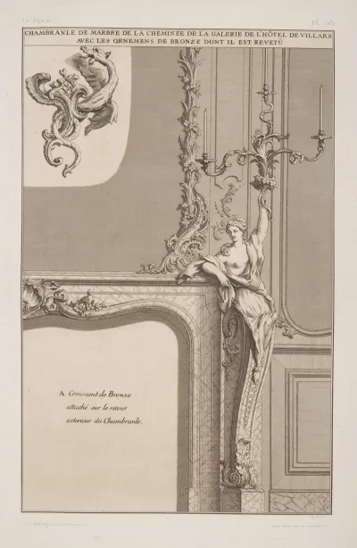 Chambranle De Marbre De La Cheminee De La Galerie De Lhotel De Villars Avec Les Ornemens De Bronze Dont Il Est Revetu