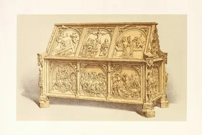 Chasse Or Reliquary Of The Fifteenth Century In Carved And Gilded Wood