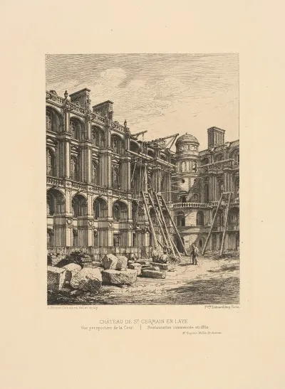 Chateau De St Germain En Laye Perspective View Of The Court Restoration Began In 1862