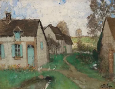 Chaumieres Aux Fenetres Et Volets Tourquoises