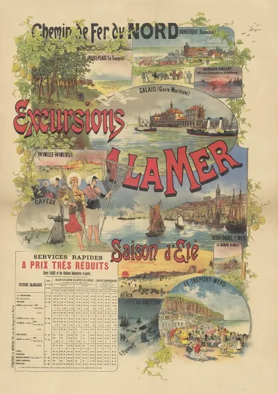 Chemin De Fer Du Nord Excursions A La Mer Saison Dete Services Rapides A Prix Tres Reduits