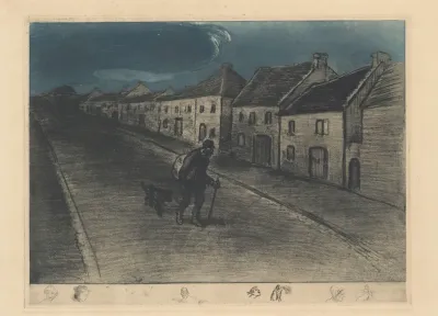 Chemineau Traversant Un Village Endormi 2
