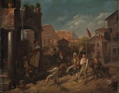Children Playing In A Roman Street