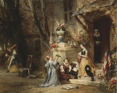 Children Playing With The Favorite Pets