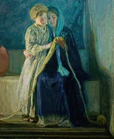 Christ And His Mother Studying The Scriptures