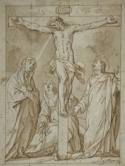 Christ Crucified Attended By The Virgin Saint Mary Magdalen And Saint John The Evangelist