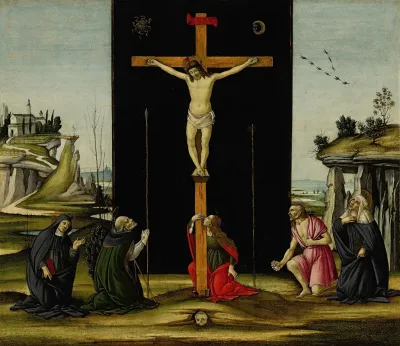 Christ On The Cross Adored By Saints Monica Augustine Mary Magdalen Jerome And Bridget Of Sweden