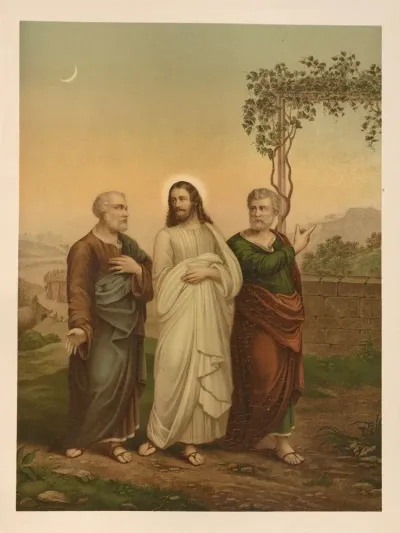 Christ Walking With His Disciples To Emmaus