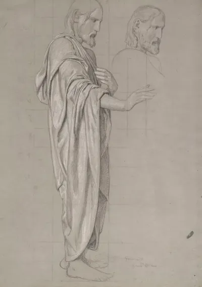 Christ With His Right Hand Outstretched Next To The Figures Head Redrawn