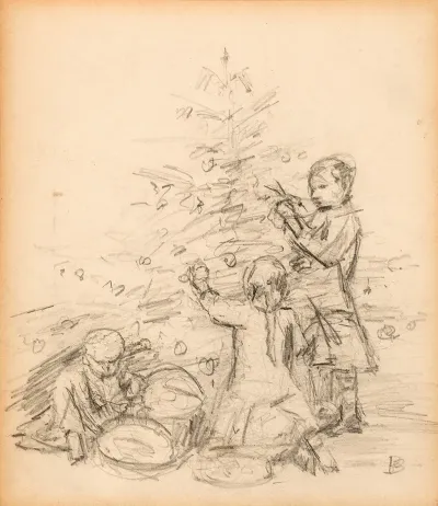 Christmas Scene Study For Postcard