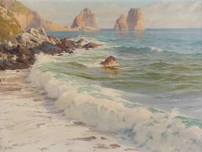 Coast At Capri With Faraglioni Rocks