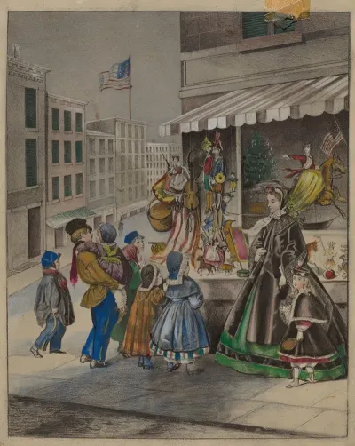 Colored Lithograph New Years Eve