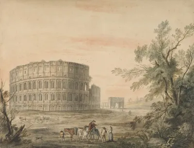 Colosseum Rome With Arch To The Left