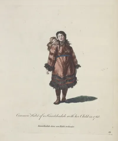 Common Habit Of A Kamtchadale With Here Child In 1768 Kamtchadale Dans Son Habit Ordinaire