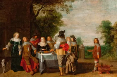 Company At The Table In A Park