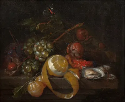 Composition With Lemon Grapes And Oysters