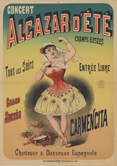 Concert Alcazar Dete Champs Elysees Carmencita Chanteuse Danseuse Espagnole Tous Les Soirs