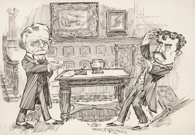 Confrontation Of Two Gentlemen In Front Hall Of Great House