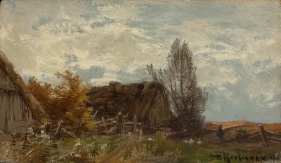 Countryside Landscape With A Farmyard