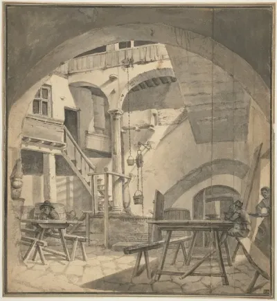 Courtyard Of An Italian Tavern