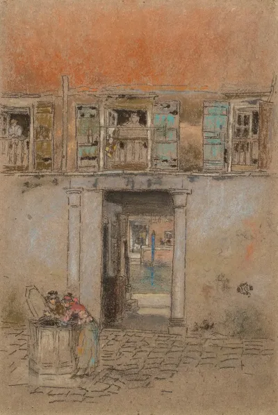 Courtyard On Canal Grey And Red