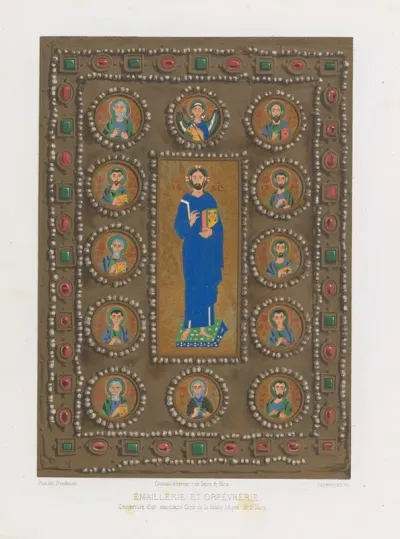 Couverture Dun Livre Grec Manuscrit De La Bibliotheque De St Marc