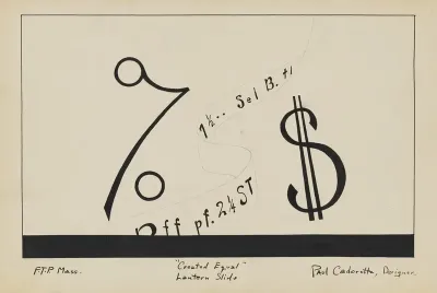 Created Equal Sketch No 12 Lantern Slide Ticker Tape And Financial Symbols