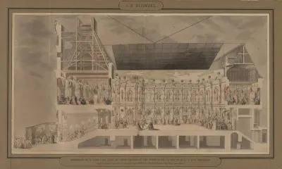 Cross Section Of The Hotel De Ville Seen In Perspective Showing The Decoration And Illumination Of The Courtyard And Rooms Created On The Occasion Of The Ball Given The Night Of August 30 And 31 1739
