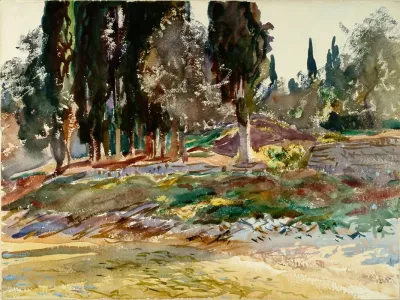 Cypress Trees At San Vigilio Lake Garda