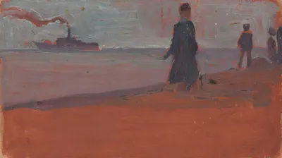 Dampfer Vom Strand Aus Gesehen