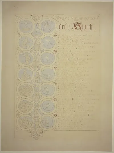 Das Gedicht Vom Storchen Mit Randzeichnungen