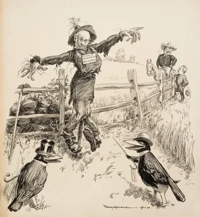 David B Hill Depicted As A Scarecrow With A Sign That He Is A Democrat