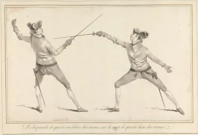 De La Parade De Quarte Au Dehors Des Armes Sur Le Coup De Quarte Hors Des Armes