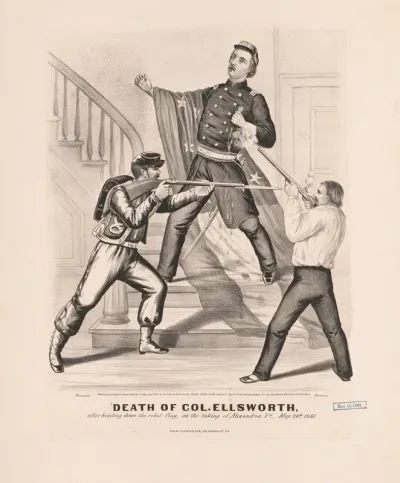 Death Of Col Ellsworth After Hauling Down The Rebel Flag At The Taking Of Alexandria Va May 24th 1861