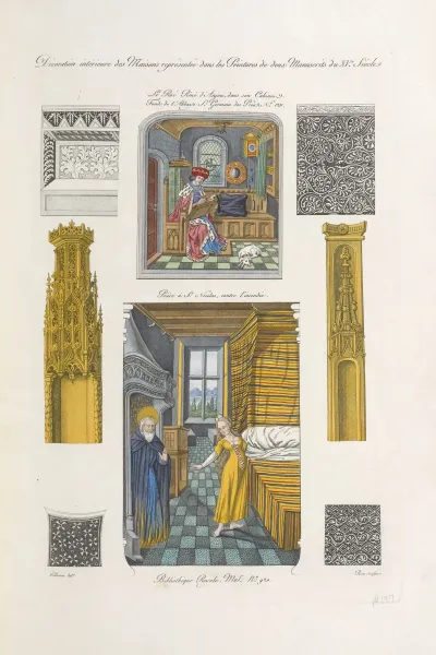 Decoration Interieure Des Maisons Representee Dans Les Peintures De Deux Manuscrits Du Xve Siecle