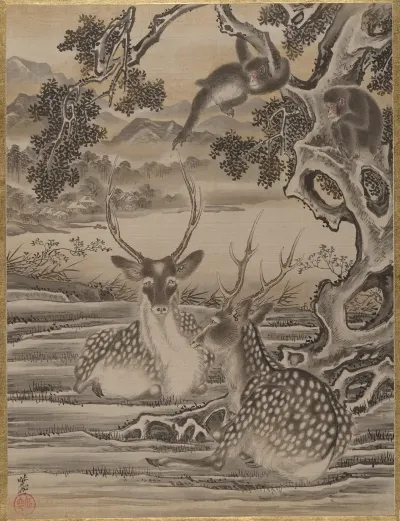 Deer And Monkeys