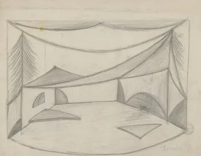 Deirdre Des Douleurs Maquette De Decor Toile Relevee Devoilant Un Paysage