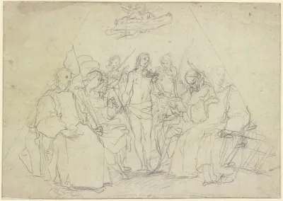 Der Heilige Sebastian Von Einer Martyrergruppe Umgeben