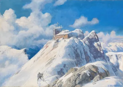 Der Zugspitzgipfel Mit Wetterwarte Und Munchner Haus
