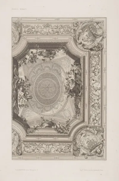 Design For A Ceiling With Cherubs Holding Flowers
