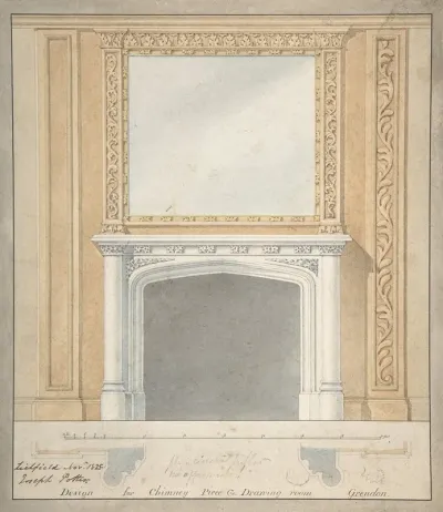 Design For A Chimney Piece In A Jacobethan Style For The Drawingroom At Grendon Hall Warwickshire