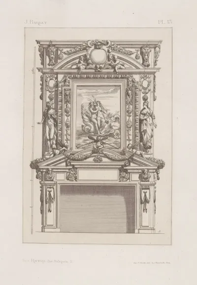 Design For A Chimney Piece With Scene Of Neptune And Sea Goddess Riding A Sea Horse